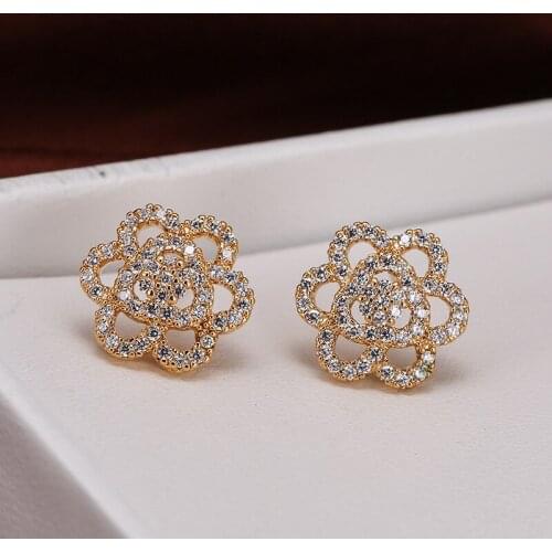 DE262 Fashion Street Snap Delicacy 4A Zircon Flower Geometry Earrings GIRLS Gift Party Banquet WOMENS Jewelry Earrings 2021