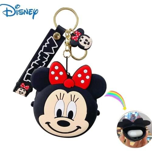 Disney Cute Wallet Pendant Mickey Minnie Mouse Stitch Anime Figure Coin Purse Kawaii Silicone Purse Keychain Gifts for Girl Kids