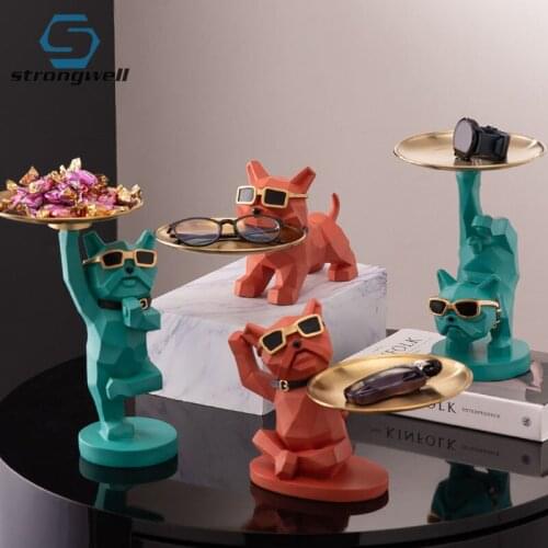 Strongwell European Luxury Home Decoration Ornament Resin Bog Sculpture Figurines Sundries Storage Tray Candy Container Crafts