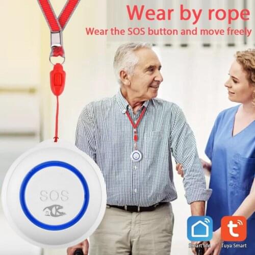 Tuya Smart Elderly Alarm Button SOS Button Waterproof Emergency Help Wireless Sensor Alarm Alert Elderly Security Switch