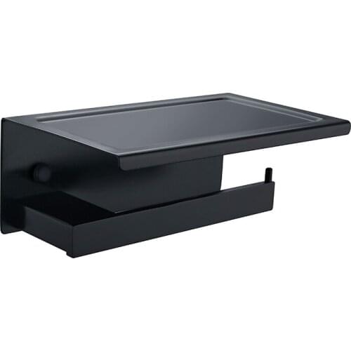 High Quality Toilet Paper Holder SUS304 Stainless Steel Bathroom Holder Storage Shelf Matte Black Finish-8691