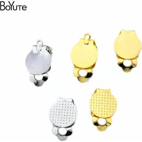 BoYuTe 20PCS Metal Copper No Pierced Ear Clip with 9-10-15MM Blank Base Diy Earrings Jewelry Accessories Parts