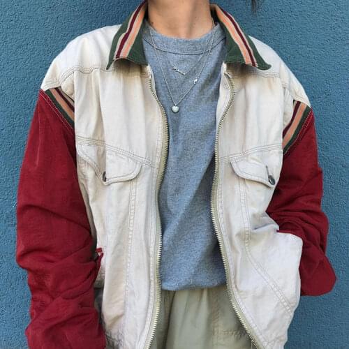 B-TOTO American Retro Red And White Color Matching Spring And Autumn Jacket Female Tide Ins Wild Tide Brand Jacket 2021 New