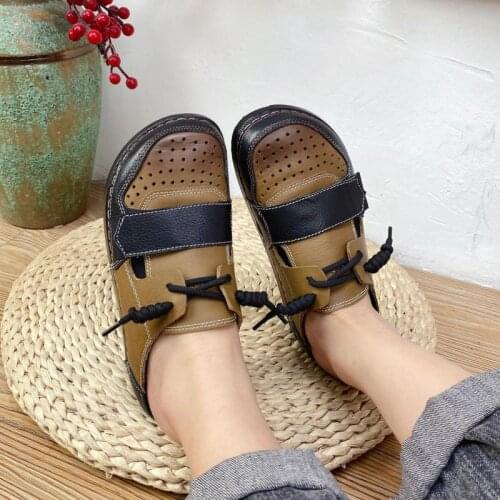 YourSeason Genuine Leather Ladies Slippers 2021 New Summer Outside Slides Flat With Concise Casual Mixed Colors Shoes