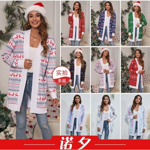 Women Sweaters Cardigan 2020 Fashion Hot Style Europe tie-dyed Christmas Leopard Print Knitting Cardigan Woman Clothing LX1613