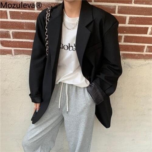 Mozuleva 2021 Chic Loose Amrygreen Women Blazer Spring Summer Single Breasted Female Suit Jacket Full Sleeve Oversize Outwear