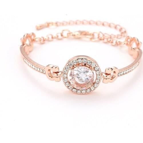 2020 Elegant Cubic Zirconia Crystal Bracelet For Women Rose Gold Silver Color Bracelets Bangles Statement Fashion Jewelry New