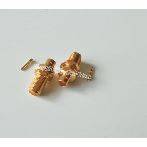 1Pcs SMA Jack Female nut bulkhead RF connector Solder for .141" cable RG402