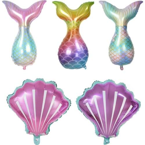 1 Pcs Pink Purple Hawaii Shell Foil Balloons Mermaid Birthday Party Baby Shower Decorations Supplies Sea Toys Globals Decor