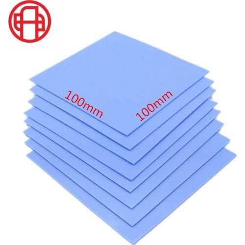 100*100mm 0.3mm cooling silica gel hot gasket double-sided low viscosity laptop CPU IC power supply 3,6W heat conduction pad