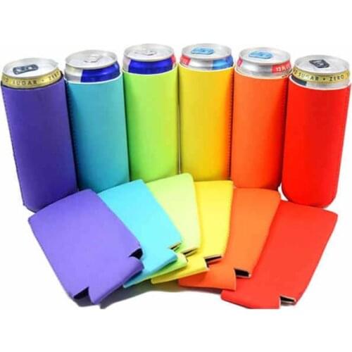 1000Pcs Blank Neoprene Slim Beer Can Cooler Tall Stubby Holder Foldable Stubby Holders Skinny Beer Cooler Bags For 12oz SN3890
