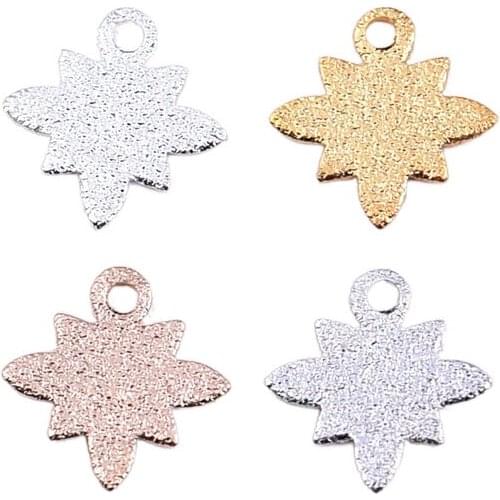 Multicolor Maple Leaf Frosted Electroplated Copper Accessories Medal Necklace Pendant Jewelry Accessories 20 Pieces