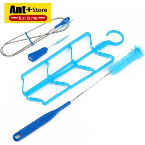 4 in 1 water bag cleaning brush Outdoor mountaineering Stainless steel spring brush multi-function Camping hiking Picnic Tool