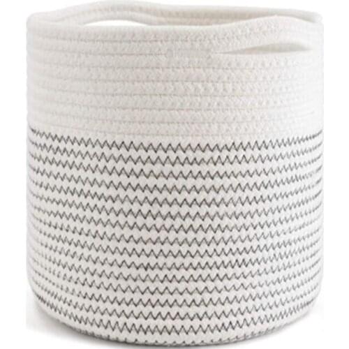 50LB Hand-woven Cotton Linen Storage Basket Garden Flower Pot Plant Laundry Container