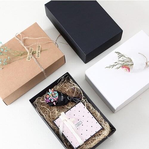 50Pcs/Lot Large Kraft Paper Gift Cardboard Box Craft Packaging Box Black Paper Gift Box With Lid Gift Carton Cardboard Box