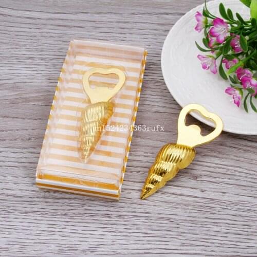 50pcs "Shore Memories" Sea Beach Shell Bottle Opener Beach Series Conch Bottle Opener Wedding Favors Gifts