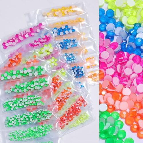 6 Grids Flat-back Shiny Fluorescent Nail Rhinestones Multi-sizes Charm Nail Art Diamond Decorations SS6-SS20 Gems Accessories