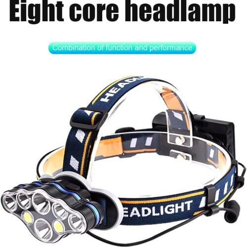 8 LED Headlight Headlamp Waterproof USB Rechargeable T6+XPE+COB Outdoor Cycling Climbing Hiking Fishing Work Torch Light Tools
