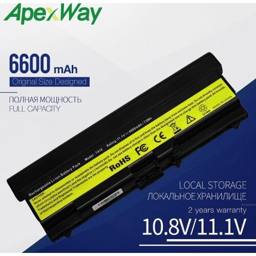 Apexway 6600 mAh Laptop Battery For Lenovo ThinkPad W520 L400 L410 L420 L500 L510 L520 SL400 SL410 SL500 SL510 T410 T420 9 Cells