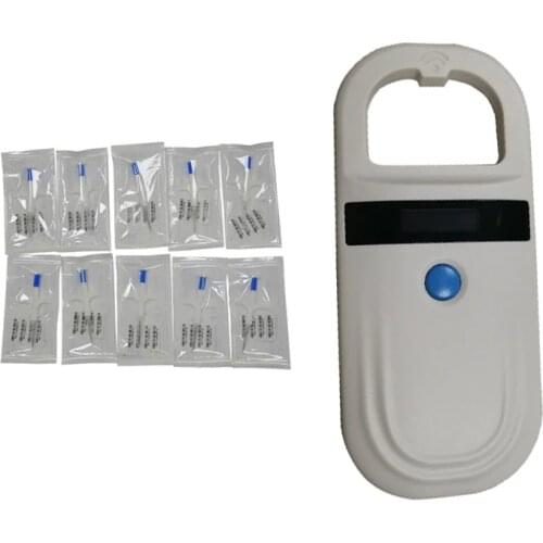 Free shipping RPD-180 rfid long range animal syringe glass microchip reader pet pup scaner with 10 pieces tag