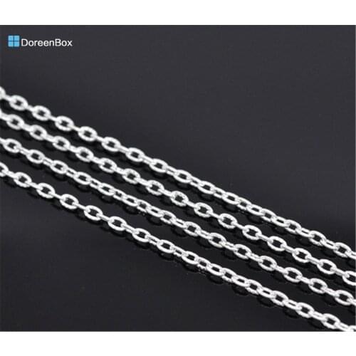 Doreen Box Lovely 10M Silver color Links-Opened Cable Chains 4x2.5mm (B13967)