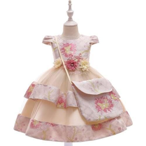 Wedding Birthday Gown Lace Tutu Princess Floral Flowers Children Clothing Kids Party For Girl Clothes