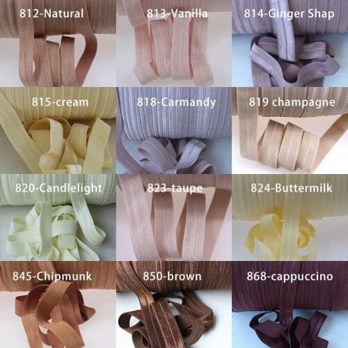 High-elastic 16MM Solid Color Shiny FOE Fold Over Elastic Bands Hair Bands Headband Dress Lace Trim DIY Sewing Craft,50yards/lot