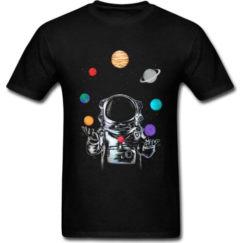 Space Circus Tshirt Men Crazy T Shirt Astronaut Tops & Tees Party T-shirts Black Short Sleeve Clothes Cartoon Summer Sweater
