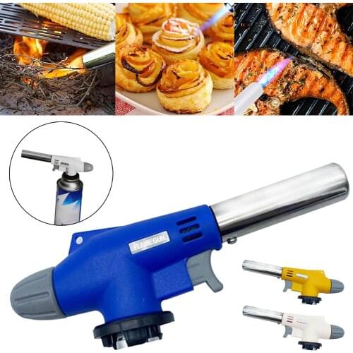 BBQ Cooking Flame Gun Burner Flame Gas Torch Blowtorch Soldering Butane AutoIgnition gas-Burner Lighter Heating Welding Torch