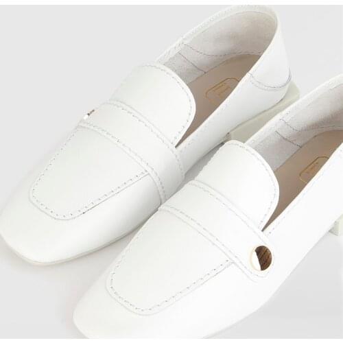 ILVi-Genuine Leather Handmade Bunny White Leather Womens Loafer Women Shoes 2021 Spring/Summer