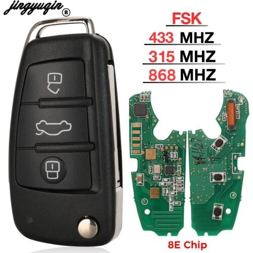 Jingyuqin Folding Remote Car Key 3 Buttons 315MHz 433MHZ 868MHZ with 8E Chip For Audi A6L - 8E0 837 220 Q