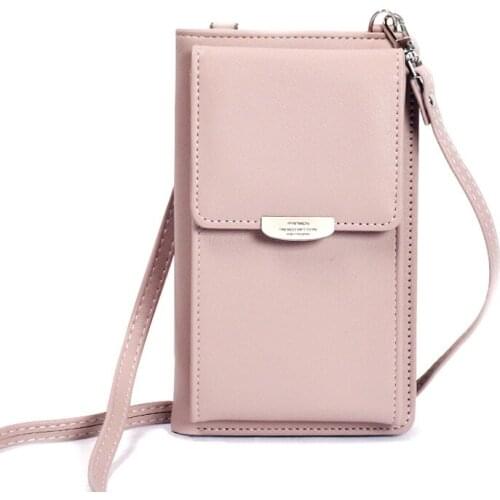 Leather Multifunction Crossbody Phone Shoulder Bag Mini Women Wallet Messenger Female Clutch 2-in-1 Card Holder Candy Color