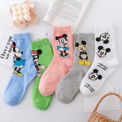 Disney Mickey Minnie Fashion Short Woman Socks Summer Cotton Girl Ladies Korea Japanese Harajuku Female Sock
