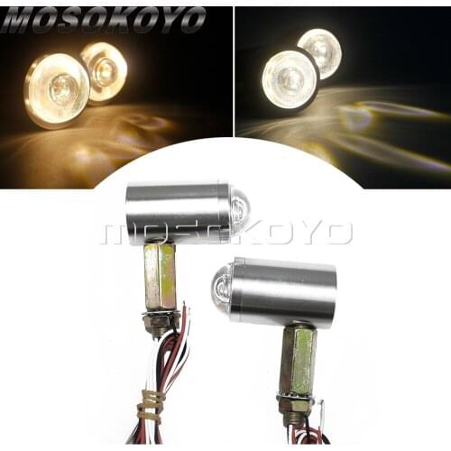 Motorcycle LED 12v Turn Signal Indicator Silver Custom DRL Flashing Light Universal For Dirt Bike Scooters Motocross 10mm Bolt