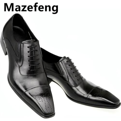 Mazefeng Men Shoes 2021 New Spring Dress Shoes High Quality Business PU Leather Lace-up Footwear Formal Shoes for Wedding Party
