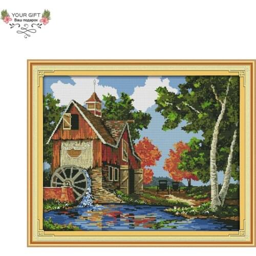Your Gift F530(2) 14CT 11CT Counted and Stamped Home Decor Log Cabin Needlework Needlepoint Embroidery DIY Cross Stitch kits