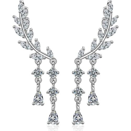 New Arrival Charming 925 Sterling Silver Zircon Wing Water Drop Long Tassel Earrings For Women Jewelry Birthday Gift