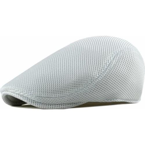 Polyester Spring Summer Fashion Solid Color Mesh Newsboy Caps Flat Peaked Cap Men and Women Painter Beret Hat 122