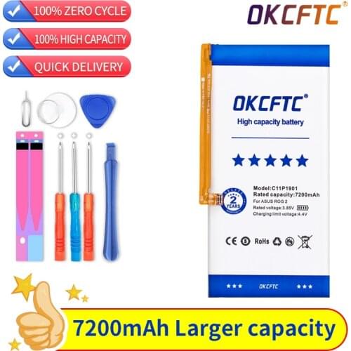 Original High Capacity C11P1901 ZS660KL I001DB Phone Battery For ASUS ROG 2 Game Phone 7200mAh +Tools