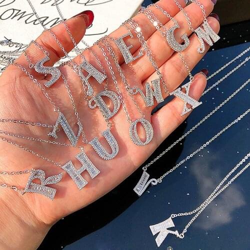 Fashion Zirconia Alphabet 26 Letters Pendant Necklaces for Women Party Wedding Necklace Jewelry Christmas Gifts