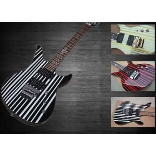 Custom 6 string black guitar,stripe veneer,tremolo bridge,H H pickups, bats inlay,2 switch