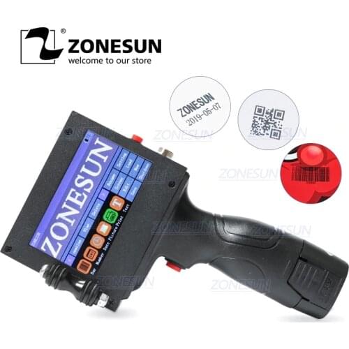 ZONESUN Touch Screen Handheld Intelligent USB QR 360 degree Inkjet Printer Coding Machine For Carton Rubber Metal Expiry