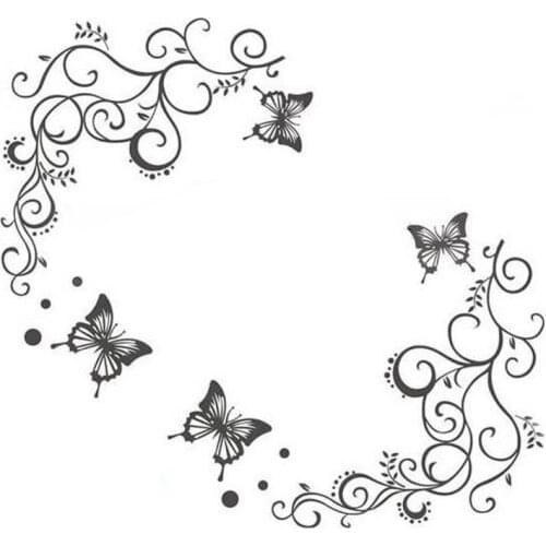 Home & Kitchen Butterfly and Vine DIY Removable Vinyl Decal Art Mural Home Decor Wall Stickers butterfly decoration one piece