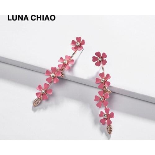 LUNA CHIAO Fashion Jewelry Color Coated Flower Dangle Drop Earring Mini Floral Petals Long Earrings Brincos