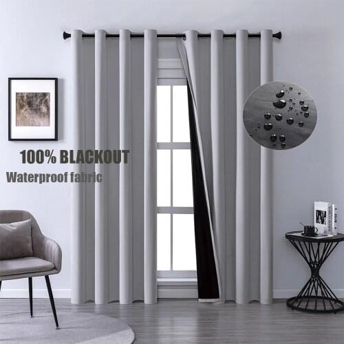 XUNTUO Modern 100% Blackout Curtains Waterproof Curtains For Living Room Bedroom Garden Thick Curtains Drapes Curtain Panels