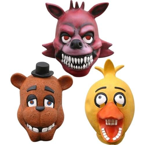 Five Nights At Freddys Freddy Fazebear Chica Foxy Bear Full Latex Mask Costume FNAF Toys Halloween Horror Mask Brinqudoes bebe
