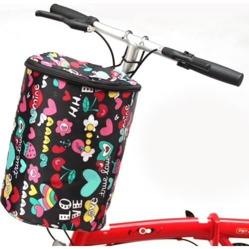Cycling Bicycle Folding Basket with Cover Waterproof Bike Storage Basket Canvas Bicycle Front Bag Mountain Bike Accessories