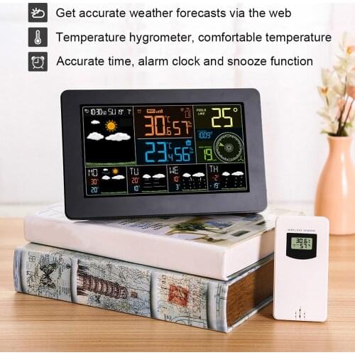 WiFi Weather Station APP Control Smart Monitor Indoor Outdoor Temperature Barometric Wind Speed Digital Clock Functions Sensor
