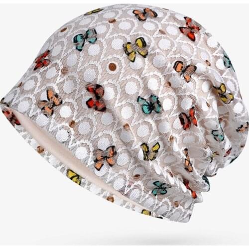 Women Outdoor Windproof Cycling Sun Hat Knit Spring Summer Butterfly Breathable Mesh Lace Pregnant Protection Beanies Cap U95