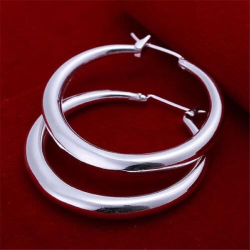 34MM smooth Round Circle Hoop earrings for women 925 sterling silver Wedding party High Quality fashion jewelry 2021 GaaBou